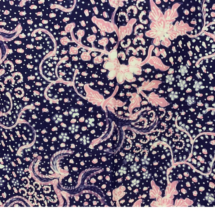 Authentic Lasem Handwritten Batik - Baby Pink and Navy Sekarjagat Motif